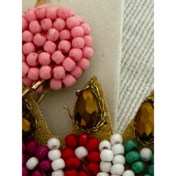 Viola Happy Birthday Cake‎ Earrings Beaded Rhinestones 3" - Picture 3 of 4